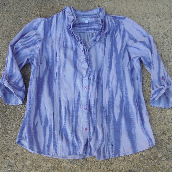 Relativity Tops - RELATIVITY Purple Tye-Dye Blouse SZ 1X 14-16 NICE!